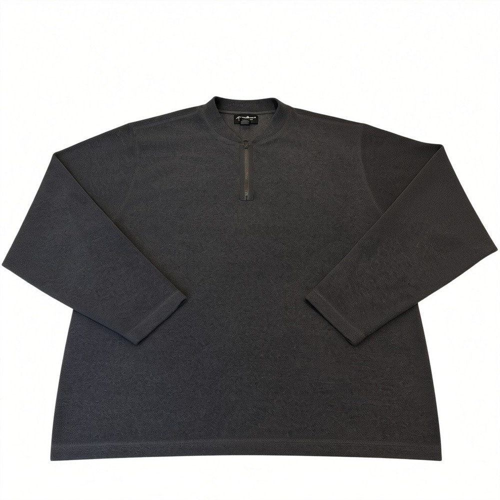 Eddie Bauer Mens XL Quarter Zip Fleece Pullover Charcoal Gray Sleeve Pocket Top